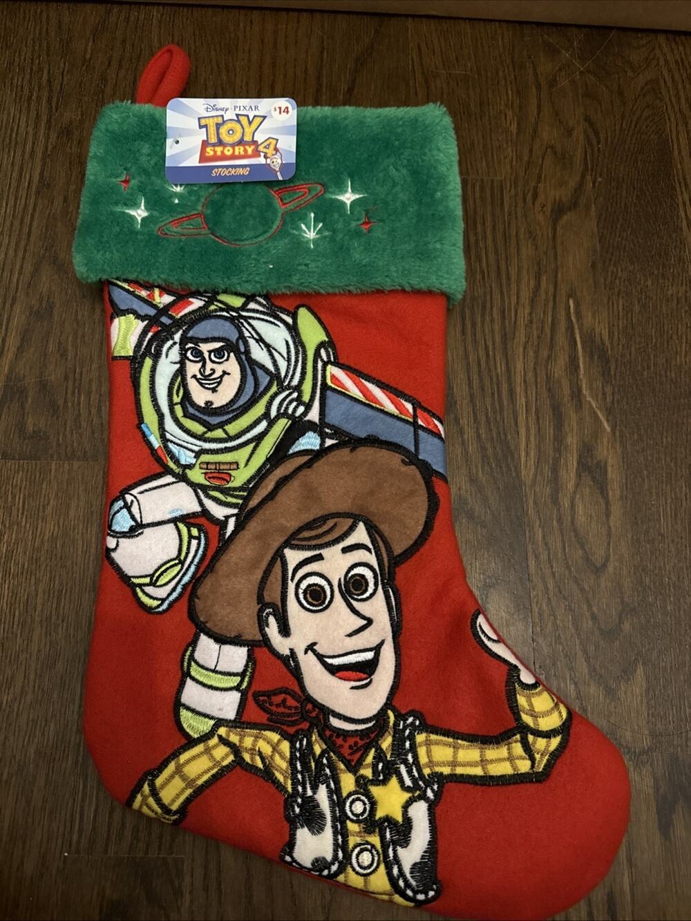 NWT Disney Toy Story 4 Embroidered Christmas Stocking Buzz Lightyear Woody